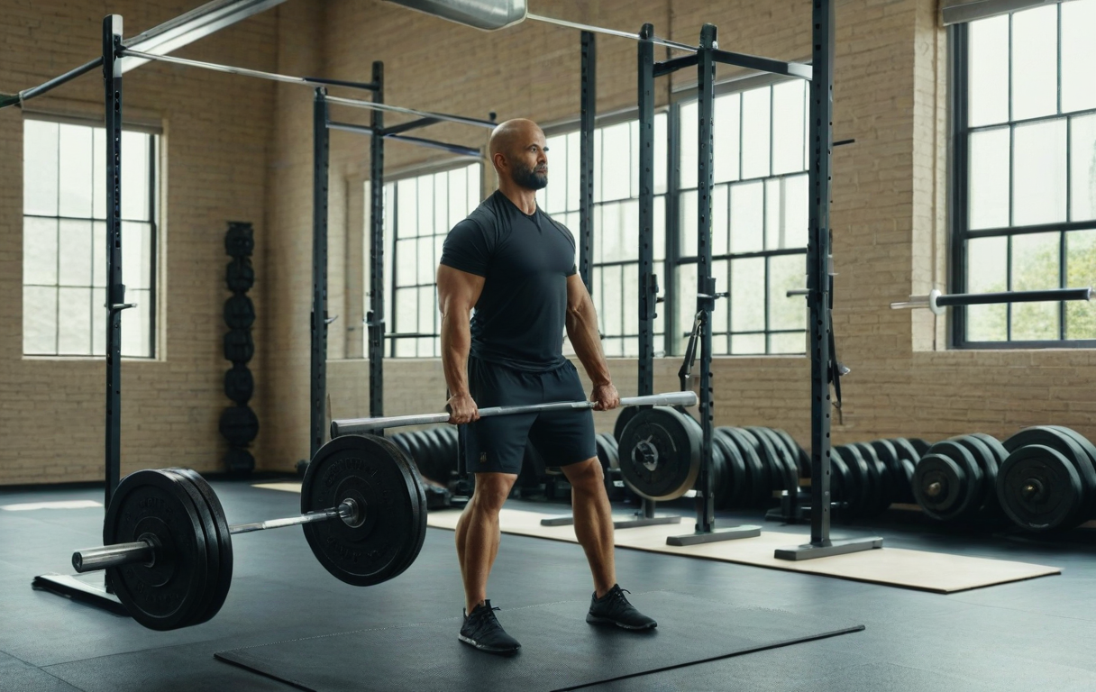 Premium strength training studio with a coach reviewing a member's lifting form
